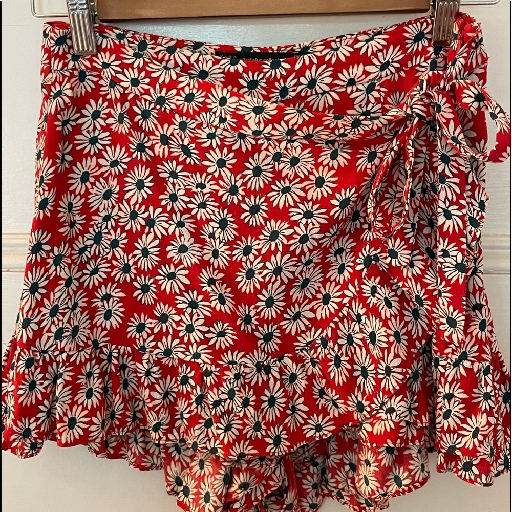 Zara Floral Red, White & Blue Wrap Skort